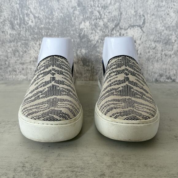 Rothy's Women's Sz 6.5 The Original Slip On Sneaker Maritime Tiger Stripe White - Picture 2 of 8